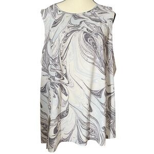 Athleta Women's Lt. Blue, Gray,White Marbled Swirled Patterned Sleeveless Top 1X